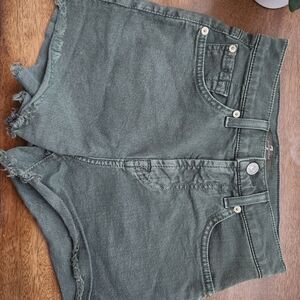 7 For All Mankind Army Green Jean Shorts